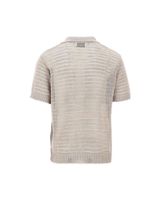 MARSĒM Natural Linen Knitted Polo Shirt for men