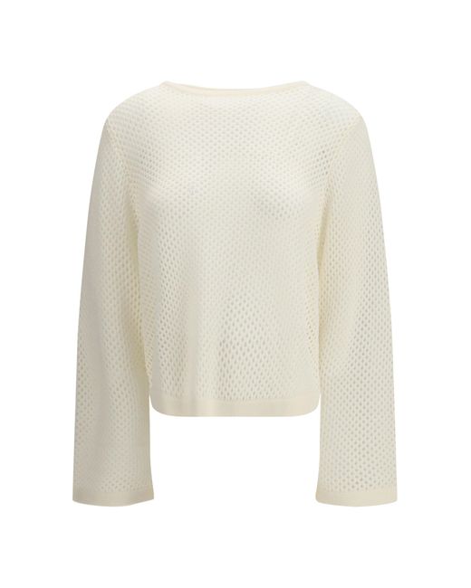 Allude White Boatneck Jumper