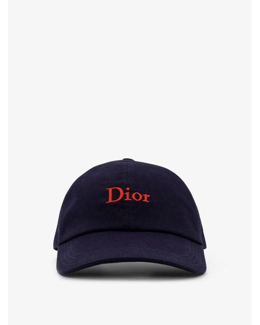 Men's Blue Dior Cotton Hat With Embroidered Logo On The Front