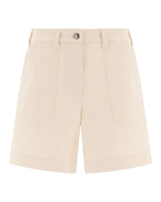 Moncler White Cotton Gabardine Shorts