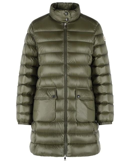 Moncler Green 'Genet' Long Polyamide Down Jacket