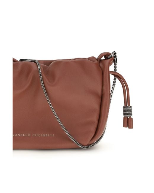 Brunello Cucinelli Brown Bucket Mellow Mini Shoulder Bag