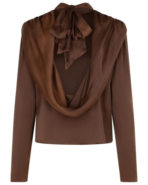ROTATE BIRGER CHRISTENSEN Brown Bowina' Polyester Blouse