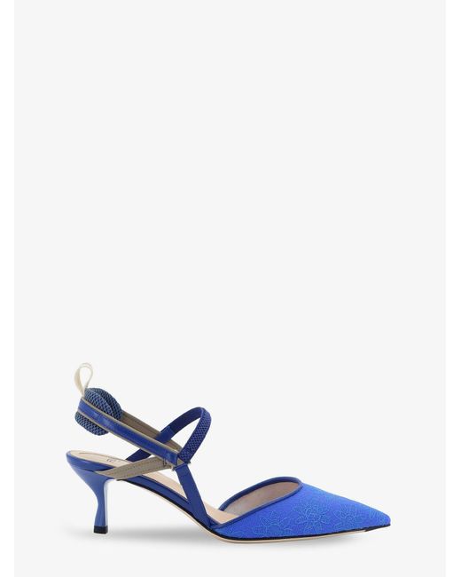 Fendi Blue Colibr㬠Lite Mesh And Leather Pumps