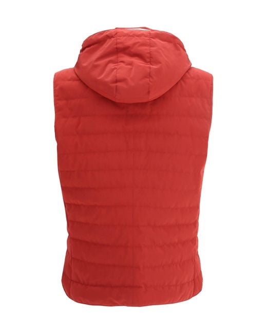 Brunello Cucinelli Red Sporty Down Jacket for men