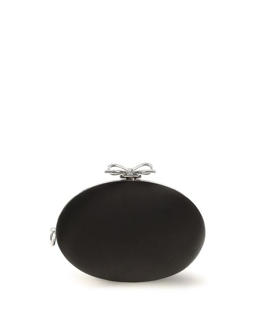 Self-Portrait Black Oval Satin Clutch