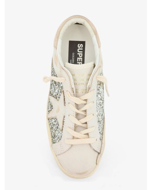 Golden Goose Deluxe Brand Natural Deluxe Brand Superstar Leather Sneakers With All-Over Glitter Pattern