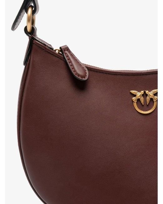 Pinko Red Half Moon Mini Leather Crossbody Bag