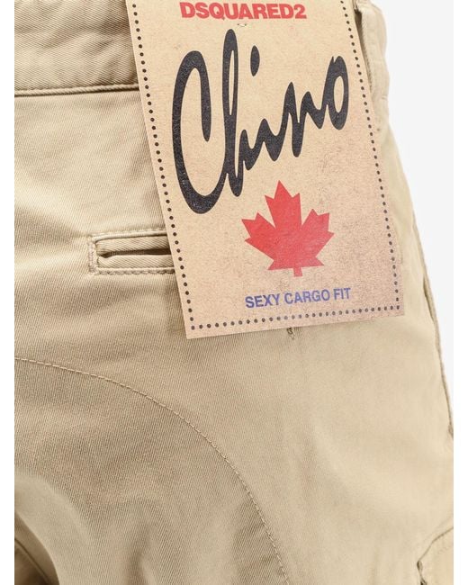 DSquared² Natural Sexy Cargo Cotton Trousers for men