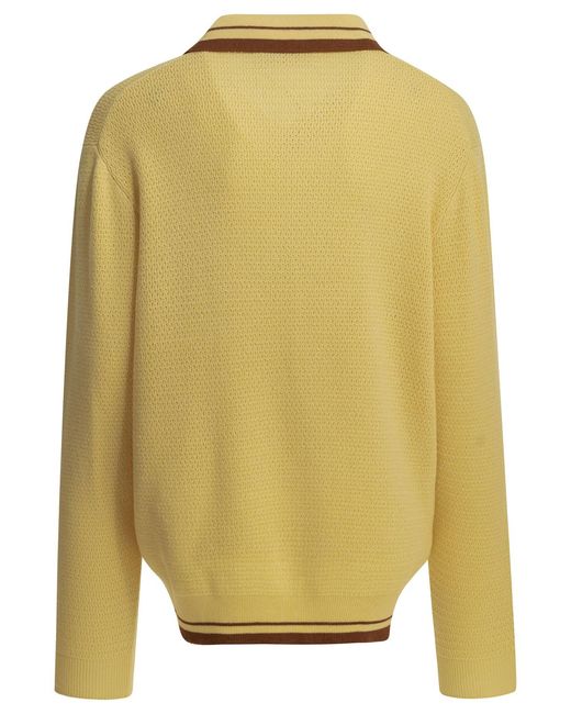 Miu Miu Yellow Polo Sweater With Logo