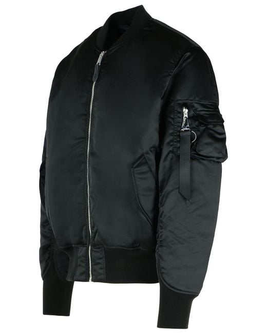 Alpha Industries Black 'Flight' Nylon Bomber Jacket for men