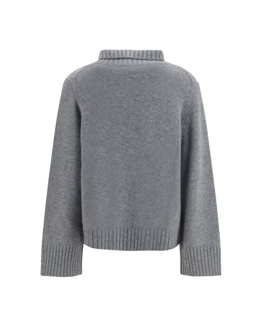 Allude Gray Cashmere Turtleneck Sweater