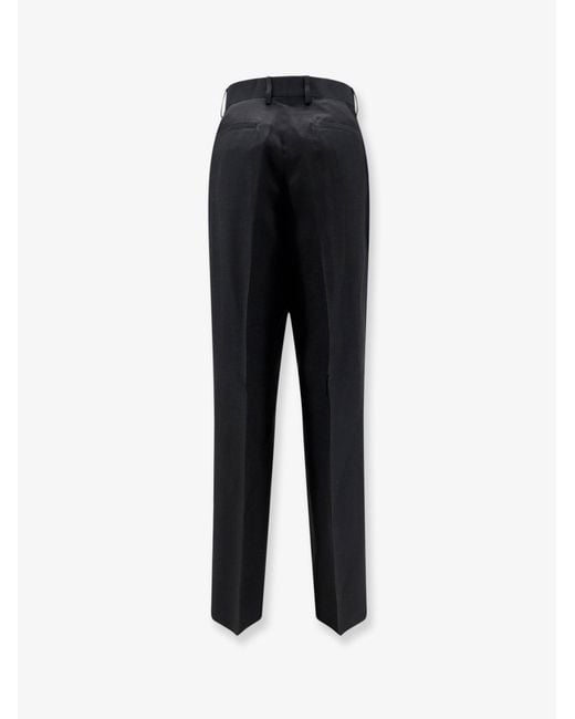 Laneus Black Viscose And Linen Trousers for men