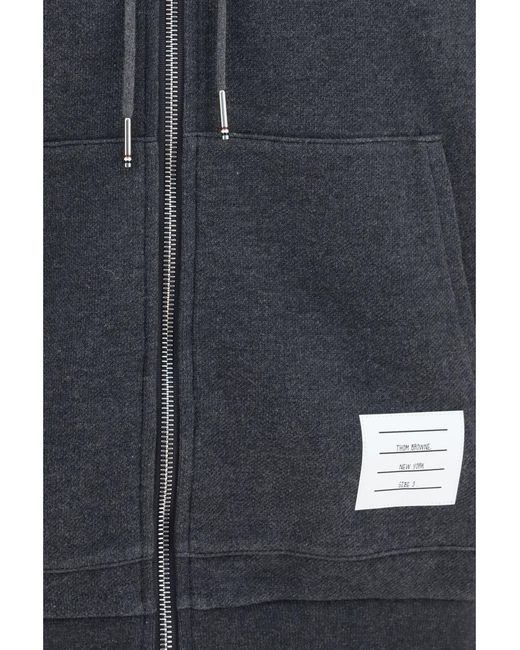 Thom Browne Blue Classic Loopback 4-Bar Zip-Up Hoodie Charcoal for men