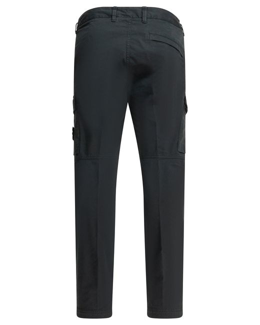 Stone Island Blue "Stretch Organic Cotton Twill" Cargo Pants for men