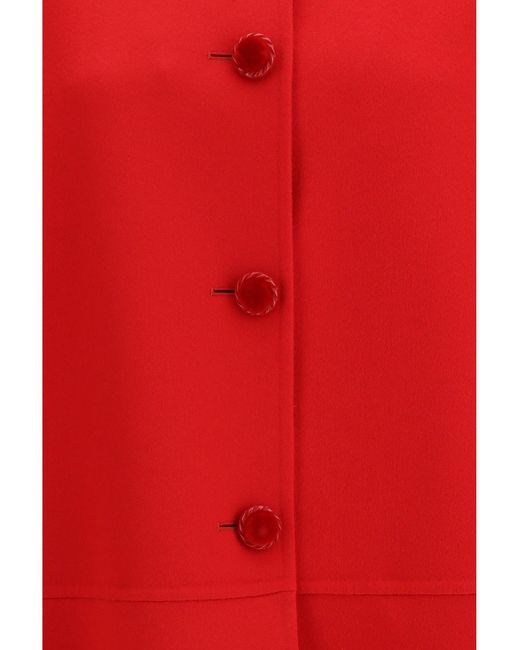 Valentino Red Single-Breasted Compact Drap Coat