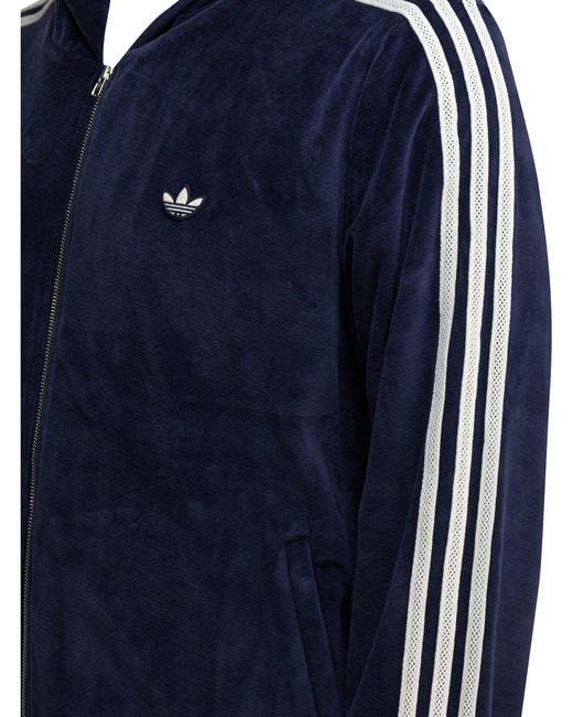 Adidas Originals Blue X Wales Bonner Logo Zip-Up Sweatshirt for men