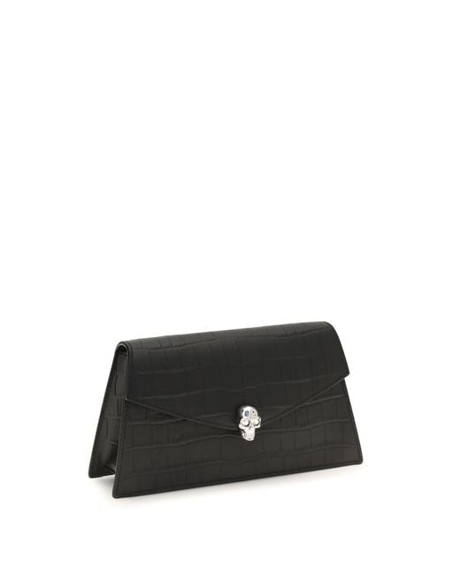 McQueen Black Mini Skull Clutch