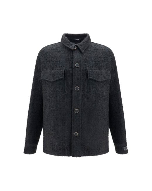 Balmain Blue Tweed Buttoned Jacket for men
