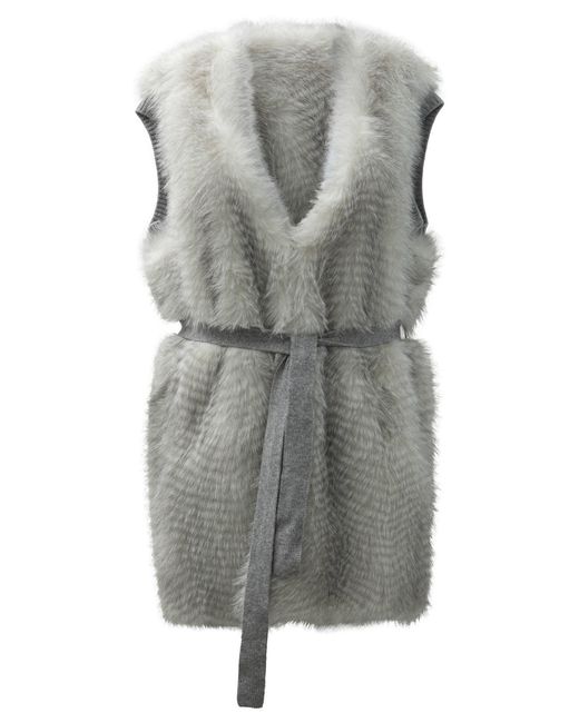Max&Moi Gray Reversible Sleeveless Jacket With Belt