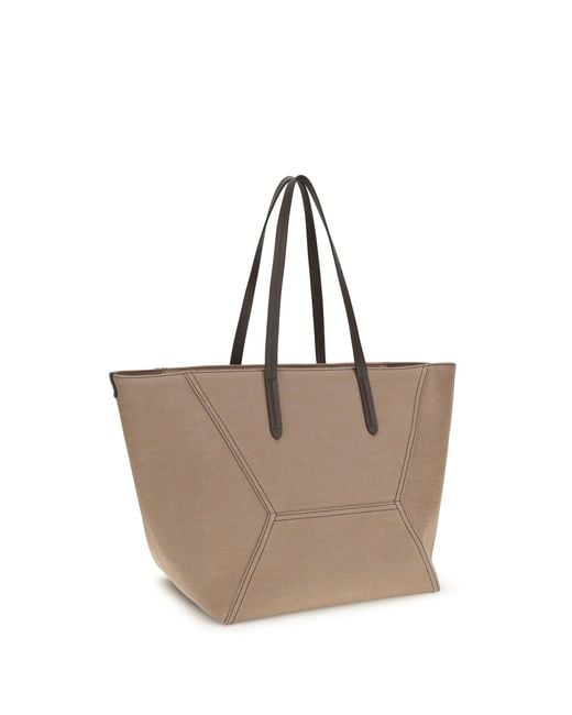 Brunello Cucinelli Natural Canvas Bc Tote Bag