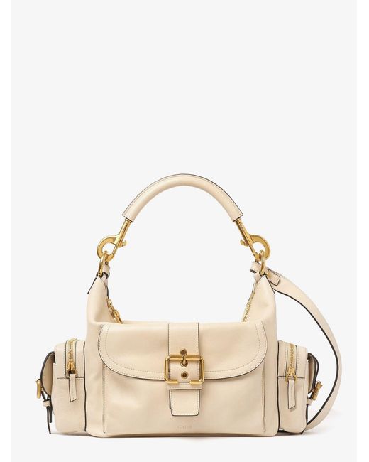 Chloé Natural Shoulder Bag Double Carry Leather
