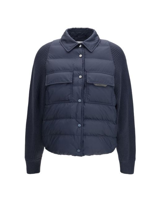 Brunello Cucinelli Blue Wr Padded Jacket