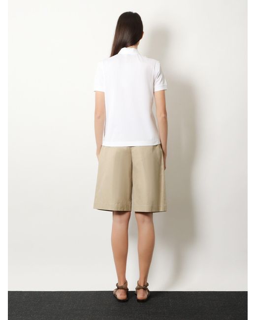 Brunello Cucinelli White Cotton Blend Polo Shirt