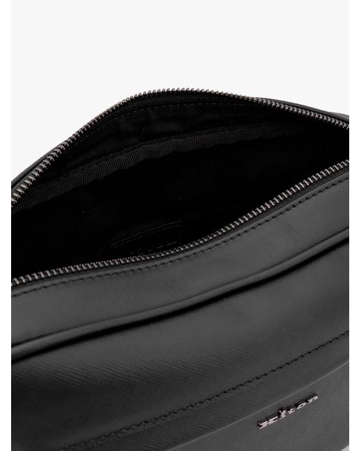Kiton Black Leather Clutch for men