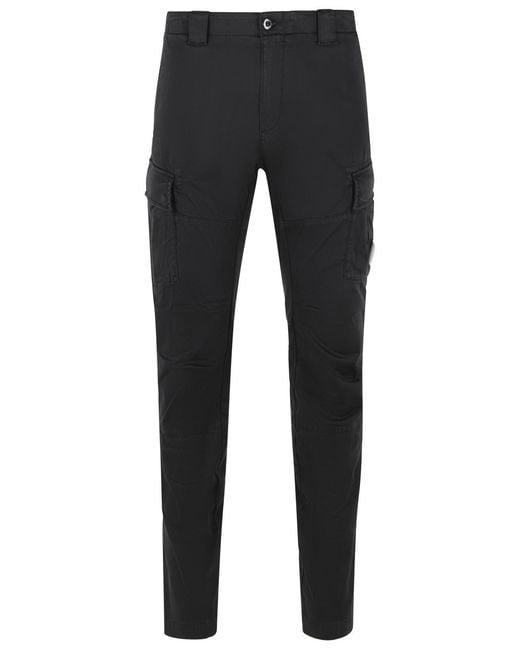 C P Company Black Cotton Trousers for men