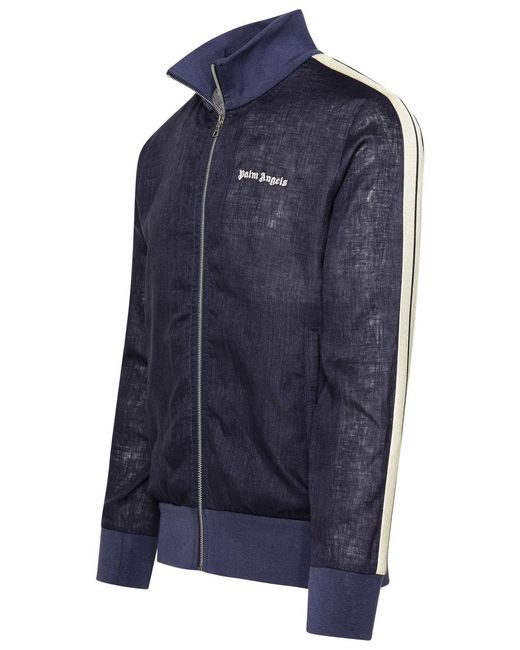 Palm Angels Blue Linen Sporty Jacket for men