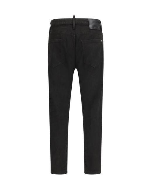 DSquared² Black Slim Twist Washed Jeans for men