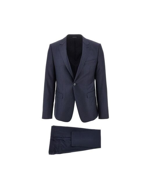 Emporio Armani Blue Jacquard Wool David Line Suit for men