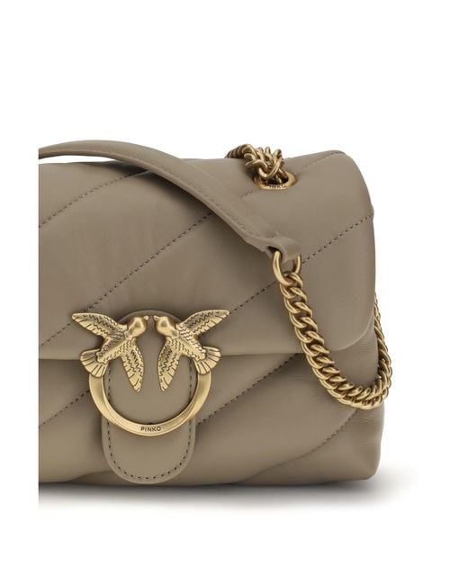 Pinko Gray Love Mini Puff Shoulder Bag Antique