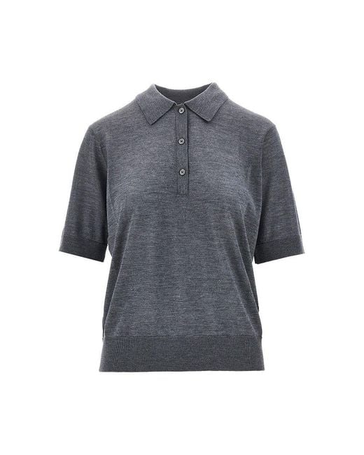 Loulou de Saison Gray 'Migo' Cashmere Polo Shirt