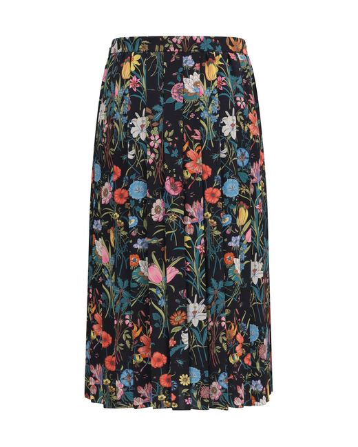 Gucci Multicolor Skirt Flora Silk Midi/Multicolour