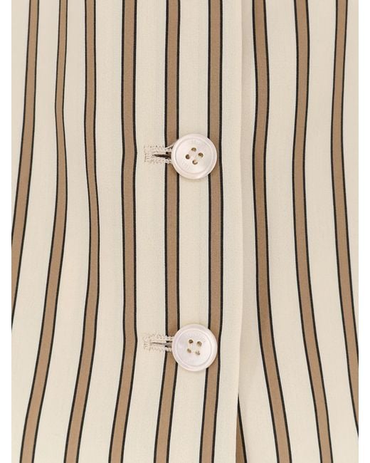 Max Mara White Mxmfauno Striped Cotton And Silk Vest