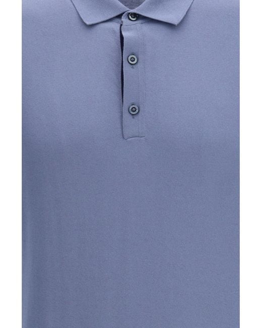Moorer Blue Cotton Polo Shirt for men