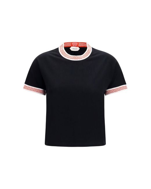 Versace Black T-Shirt With Greca Detail