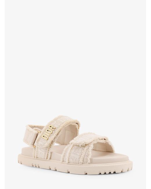 Dior Natural Dior Dioract Fabric Sandals With Dior Oblique Motif