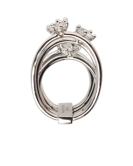 Panconesi White Orbit Diamond Brass Ring
