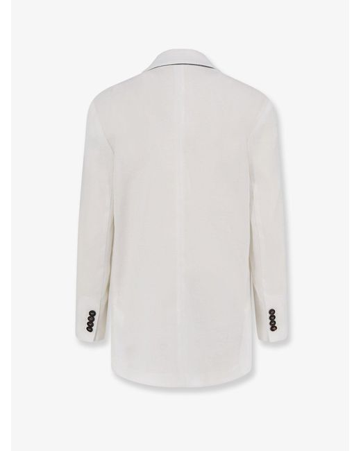 Brunello Cucinelli White Cotton Blazer