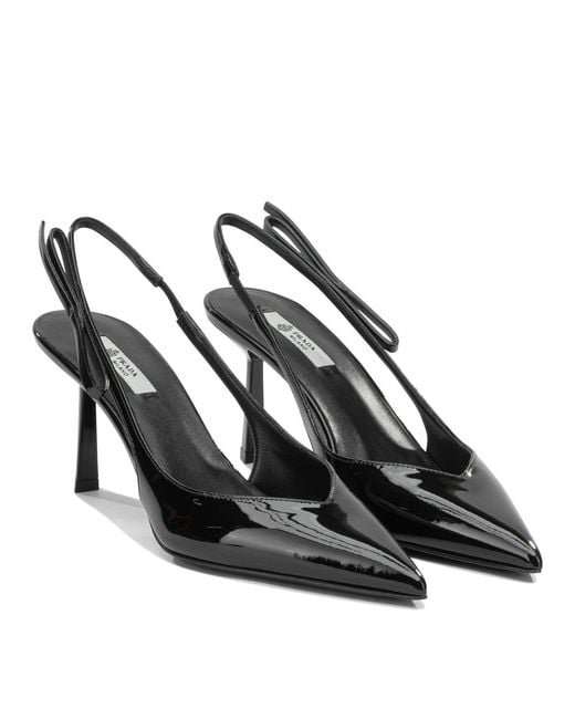 Prada Black Patent Leather Slingback