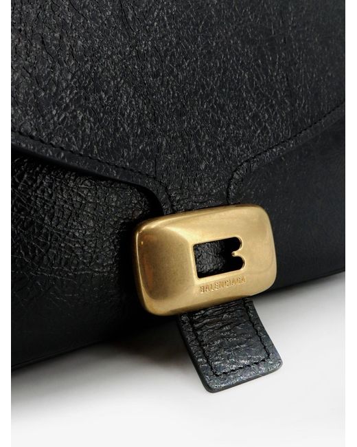 Balenciaga Black Clicca Arena Leather Medium Shoulder Bag