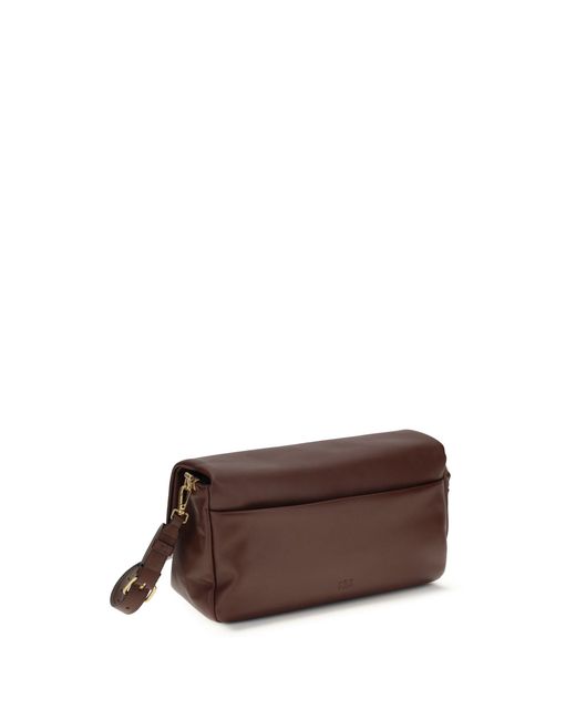 Pinko Brown Shoulder Bag Baguette Soft Burgundy Calf Leather