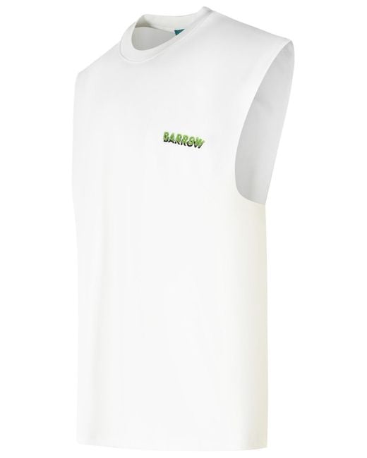 Barrow White Cotton Tank Top for men