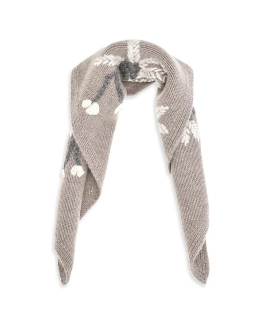 P.A.R.O.S.H. White Wallaby Floral Knit Scarf Tortora