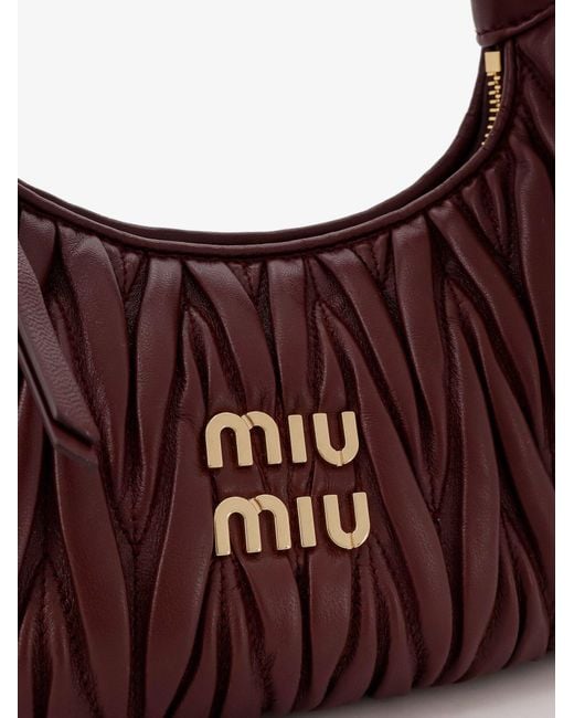 Miu Miu Brown Wander Matelasse Leather Shoulder Bag