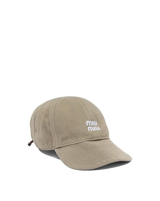 Miu Miu Natural Baseball Cap With Logo