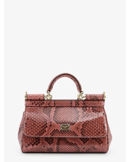 Dolce & Gabbana Red Handbag Sicily Mini Python